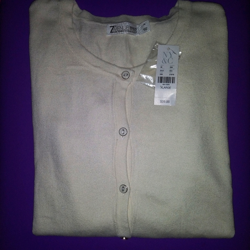 🆕NY & Co. | Womens Crewneck Cream Color Cardigan Sweater Womens XL